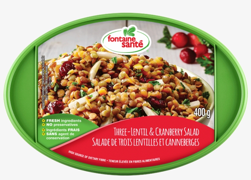 Three-lentil And Cranberry Salad - Fontaine Santé, transparent png #8884150