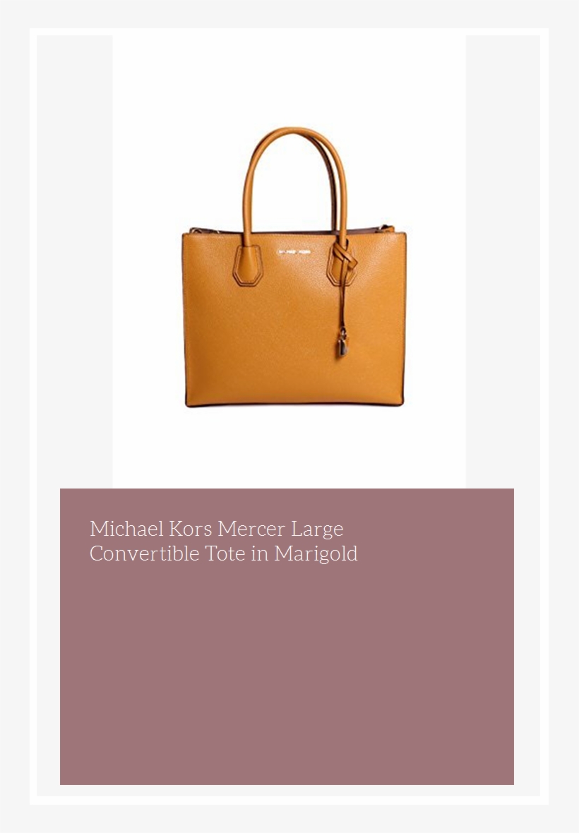Michael Kors Mercer Large Convertible Tote In Marigold - Leather, transparent png #8884750