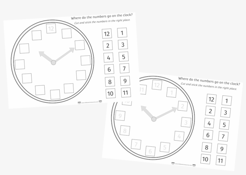 Clock Numbers Cut And Stick Activity - Clock Numbers Printable, transparent png #8885248