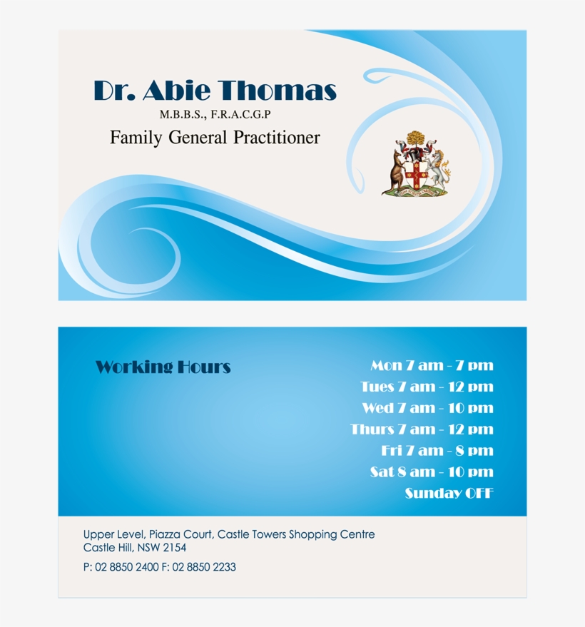 Business Card Design By Aliyah Cvs For This Project - Royal Australian College Of General Practitioners, transparent png #8885280