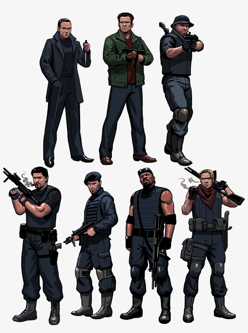 Jean Claude Van Damme, Arnold Schwarzenegger, Randy - Infantry, transparent png #8888658