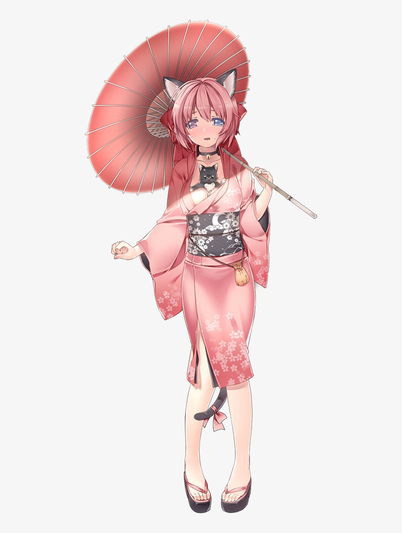 1girl Animal Ears Bell Bell Choker Between Breasts - Anime, transparent png #8889003