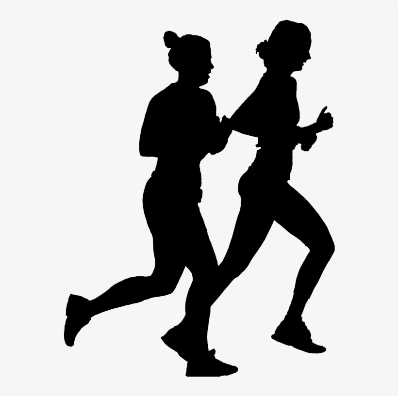 Running Silhouette - Two Girls Running Silhouettes, transparent png #8889766