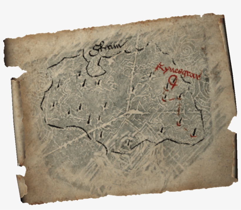 Map Of Dragon Burials - Skyrim Map Of Dragon Burials, transparent png #8891285