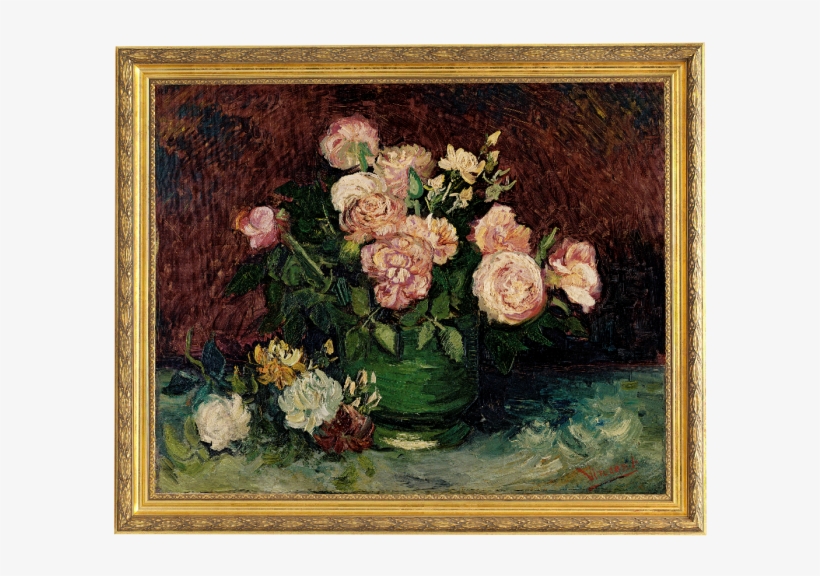 Dutch Art Reproductions Roses And Peonies In A Beautiful - Van Gogh: Roses, 1886, transparent png #8895443