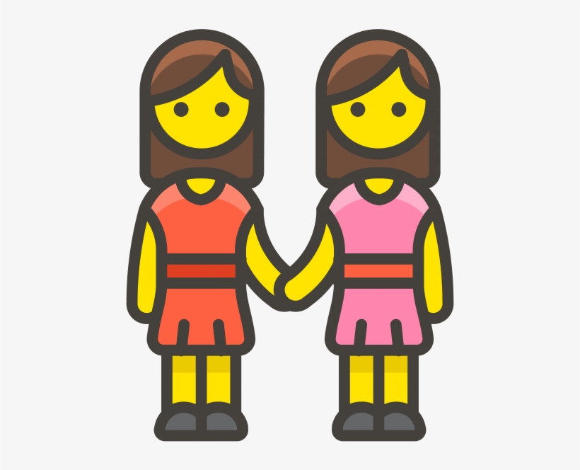 Two Women Holding Hands Emoji - Emoji De Dos Mujeres, transparent png #8895817
