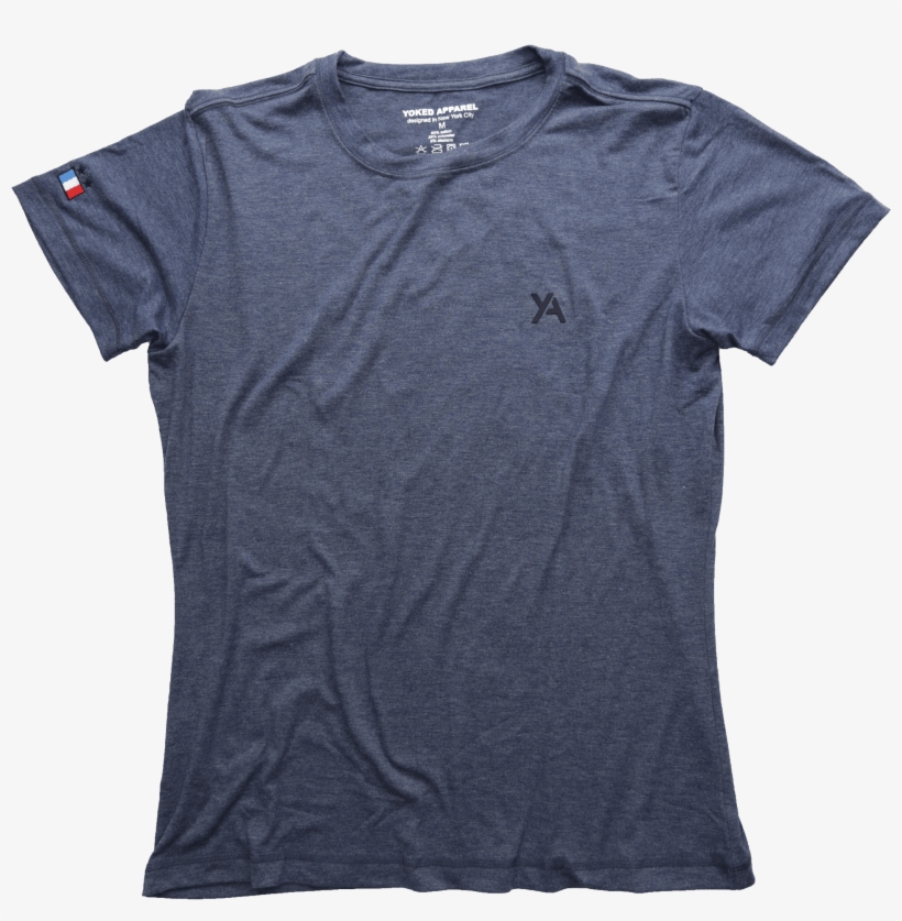 Navy Blue Slim Fit T-shirt Laid Flat With French Flag - Active Shirt, transparent png #8899494