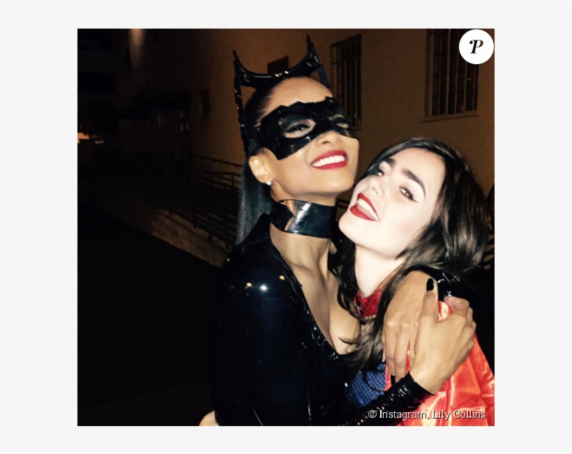 Ciara Et Lily Collins Lors De La Soirée Costumée Célébrant - Lily Collins Halloween Costumes, transparent png #8899910