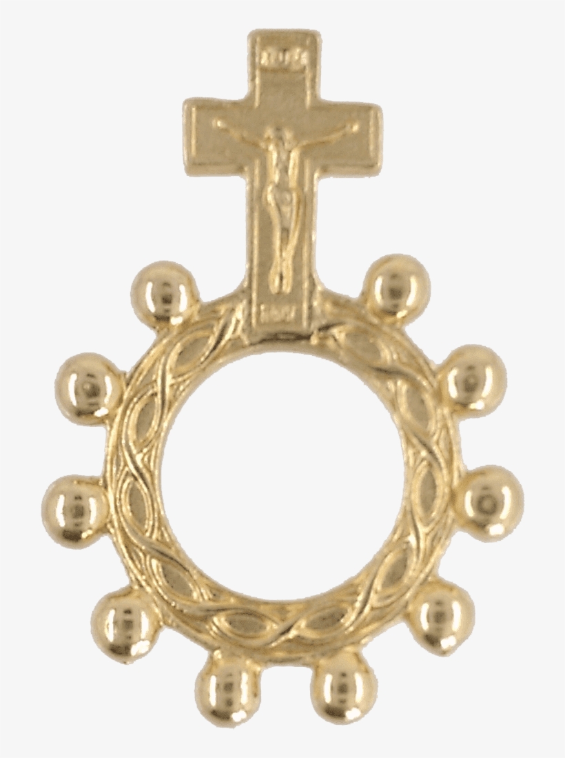 Gold Tone Finger Rosary With Crucifix Png Finger Rosary - Basque Ring Rosary, transparent png #890019
