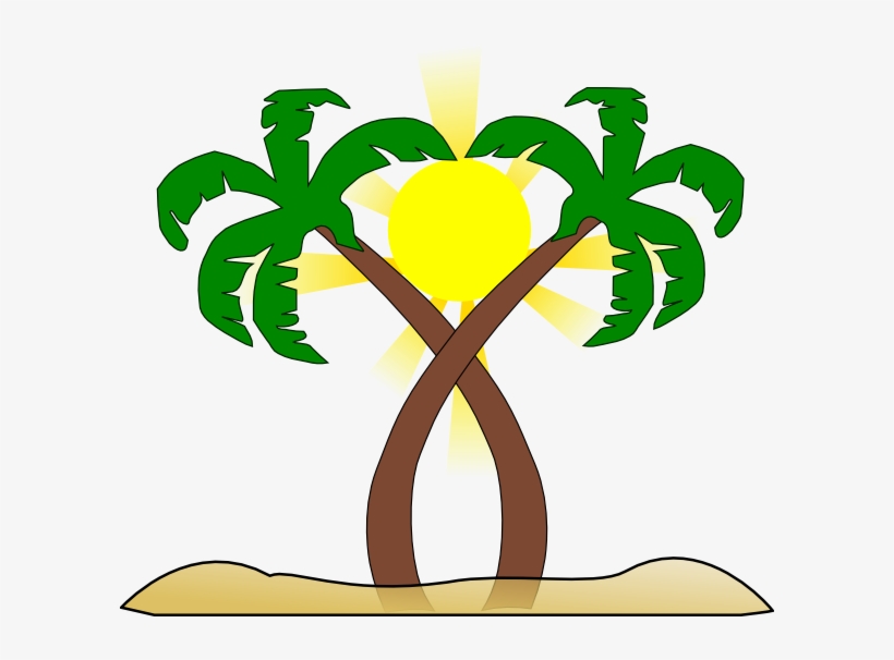 Double Palm Beach Clip Art At Clker - Beach Clip Art, transparent png #891017