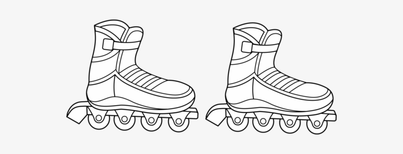Rollerblades Colorable Line Art Free Clip - Roller Skates For Coloring, transparent png #891247