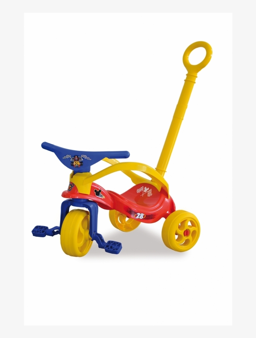 Mickey Tricycle With Pusher And Protection - Tricycle, transparent png #891883