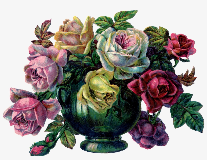 Download Vase With Roses In Png Format - 3drose Llc Lsp 34738 2 Red Pink Purple Roses In Green, transparent png #892117