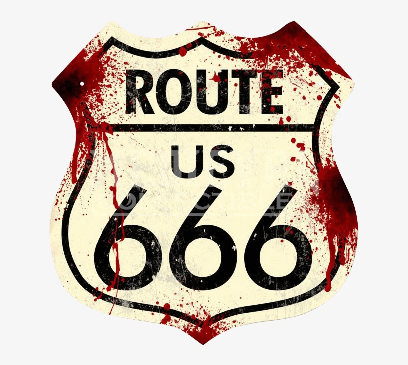 Route 666 Road Sign - Retro Route 666 Shield Tin Sign 15 X 15 Inches, transparent png #892314