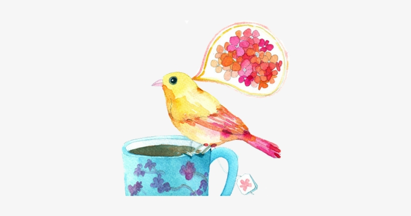 Semtitle's Deviantart Favourites - Birdy And A Blue Teacup Framed Art Print - Scoop Black, transparent png #893245