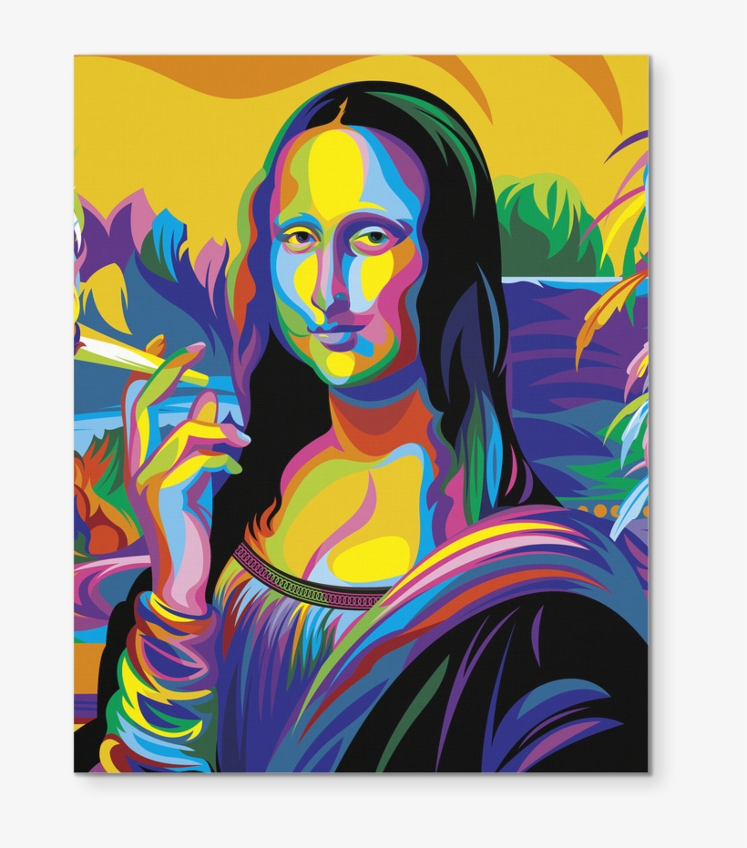Mona Lisa Smoking Colorful Art Canvas - Louvre, Mona Lisa, transparent png #893764