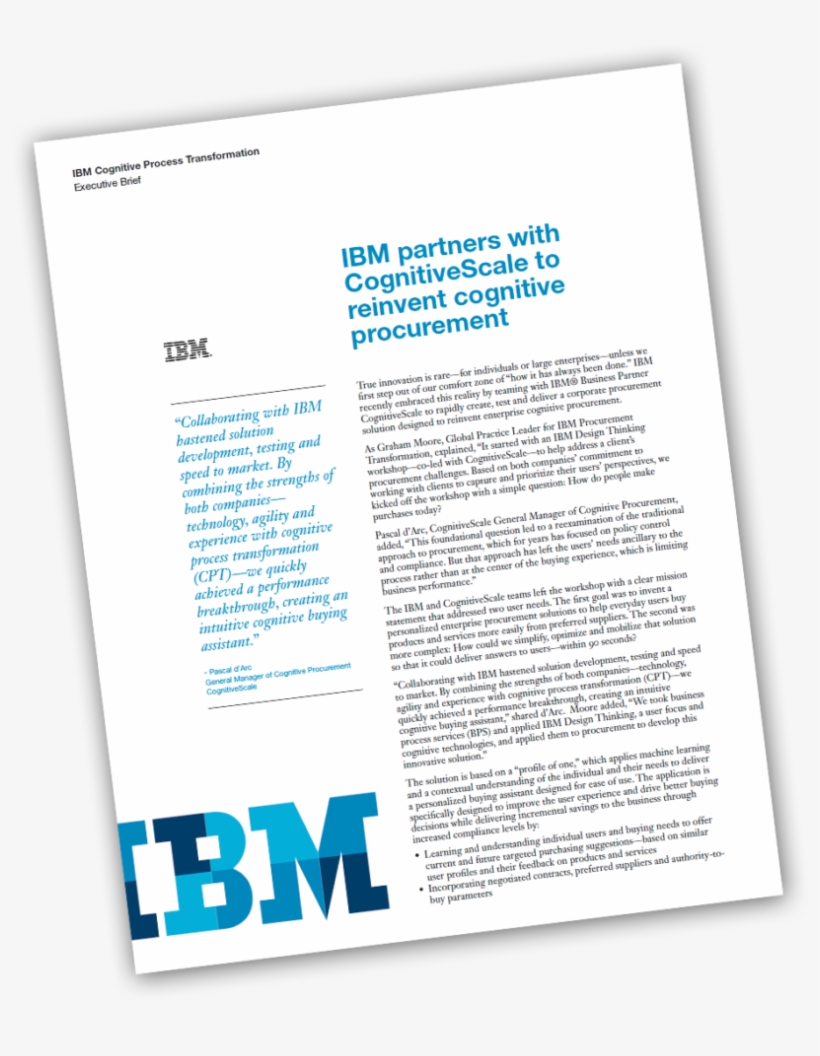 Ibm Partners With Cognitivescale To Reinvent Cognitive - Brochure, transparent png #893802
