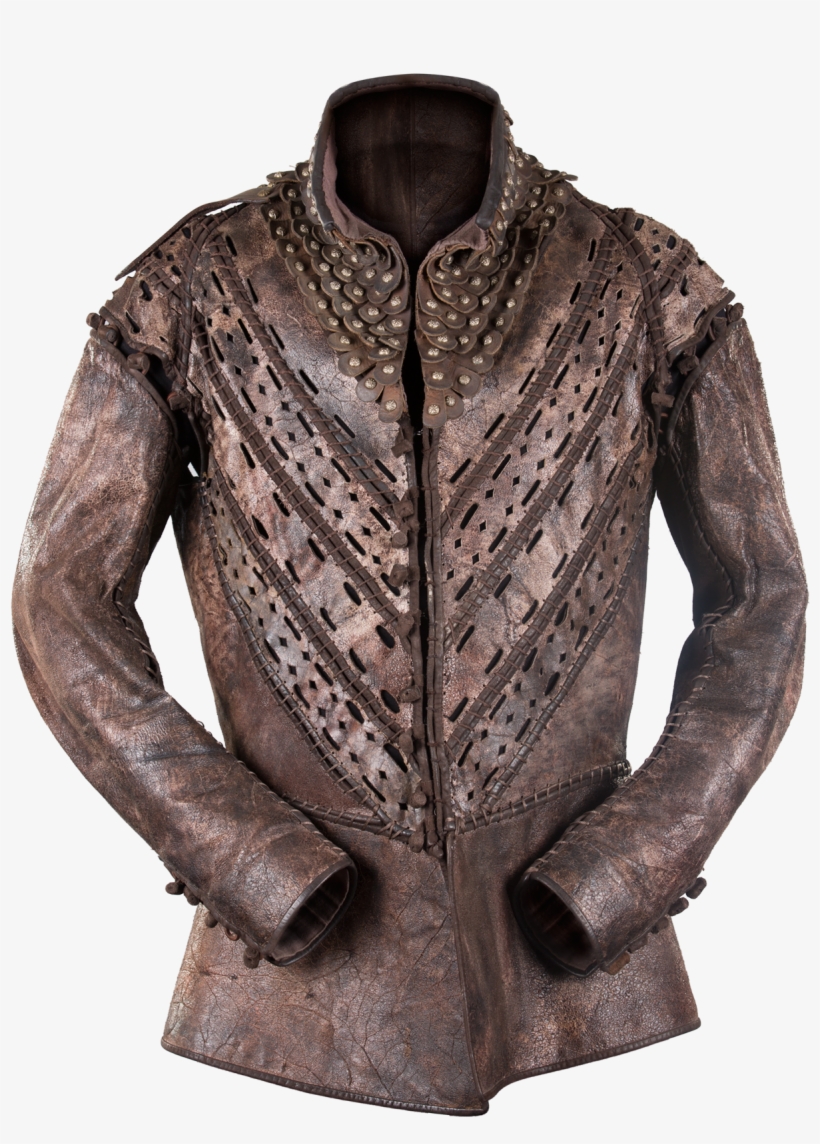 Brown Leather Doublet With Ruffled Collar And Tacks - Leather Doublet, transparent png #896638