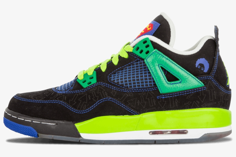 Black Nubuck Upper With Vibrant Contrast Coloring And - Air Jordan 4 Retro (gs) 7y Shoes Black / Old Royal, transparent png #897463