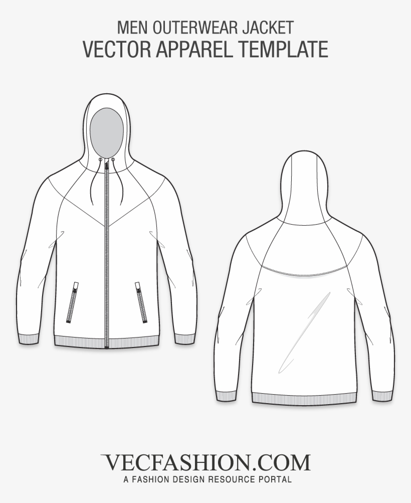 Men Outerwear Jacket  Vector Template  Hoodie Free 