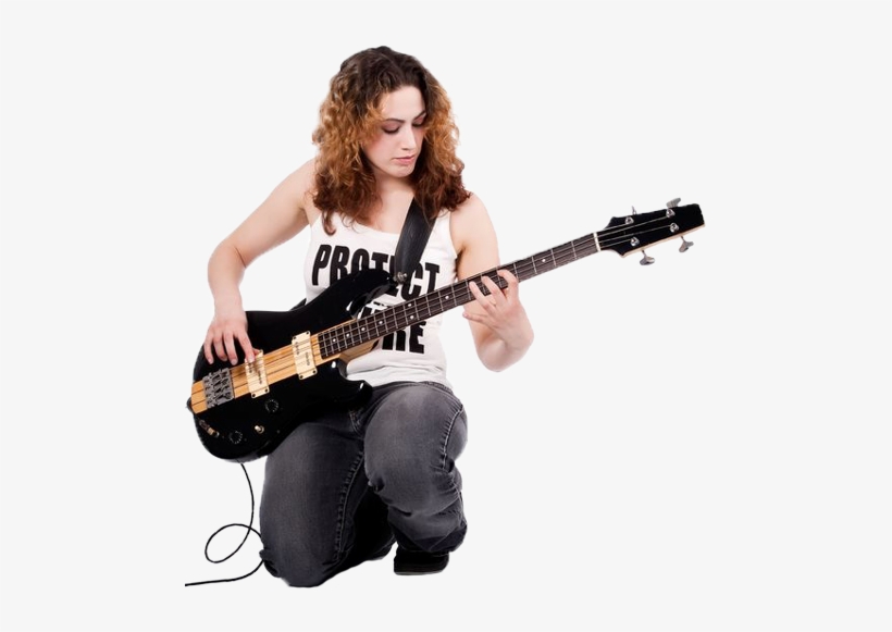 Girl Playing Bass Guitar - Girl With Guitar Png, transparent png #897945