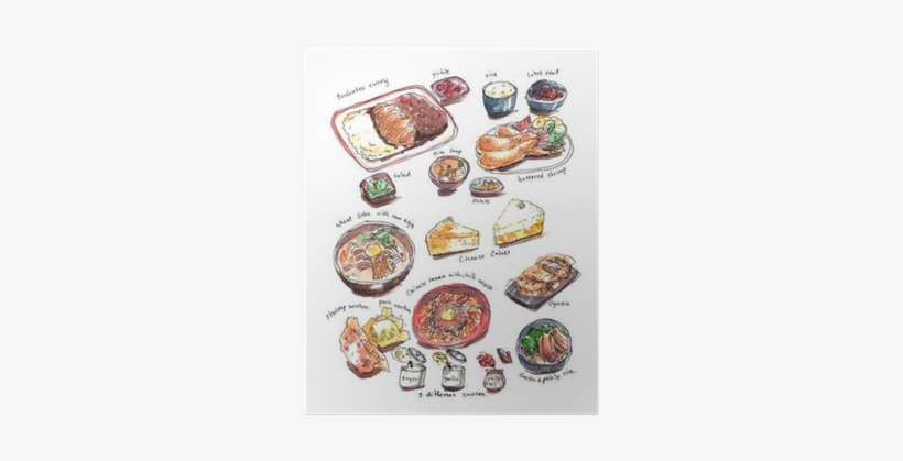 Variery Of Japanese Food Hand Painting Watercolor Illustration - Watercolor Painting, transparent png #898057