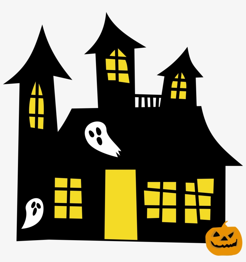 Haunted House Remix Clip Black And White Download - Haunted House Silhouette, transparent png #898530