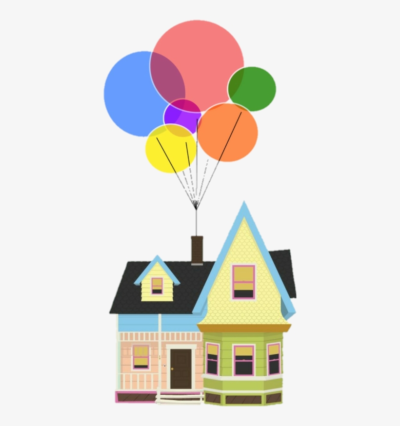 Up Movie Pixar Colorful Rainbow Home House Balloons - House From Disney's Up, transparent png #898884