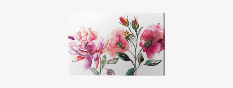 Beautiful Roses Flowers, Watercolor Painting Canvas - Watercolor Roses Oversized Gallery Wrapped Canvas (canvas, transparent png #899283