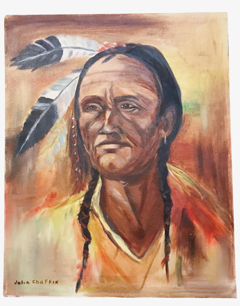 Vintage Signed Native American Figure Portrait Oil - Painting, transparent png #899931