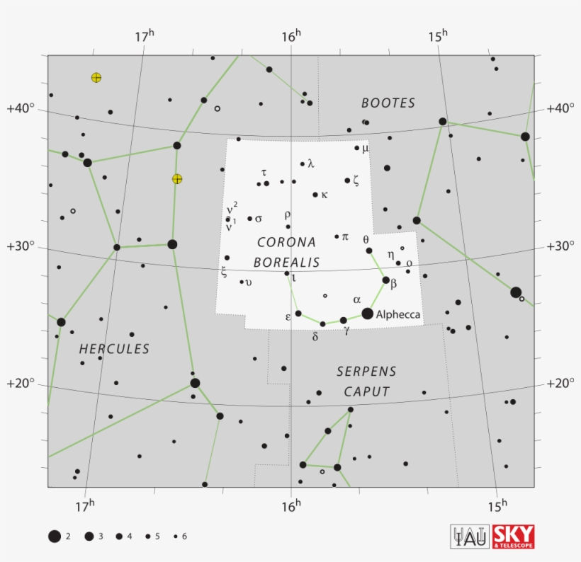 The C-shaped Constellation Corona Borealis Shines Between - Corona Borealis Constellation Boundaries, transparent png #8900099