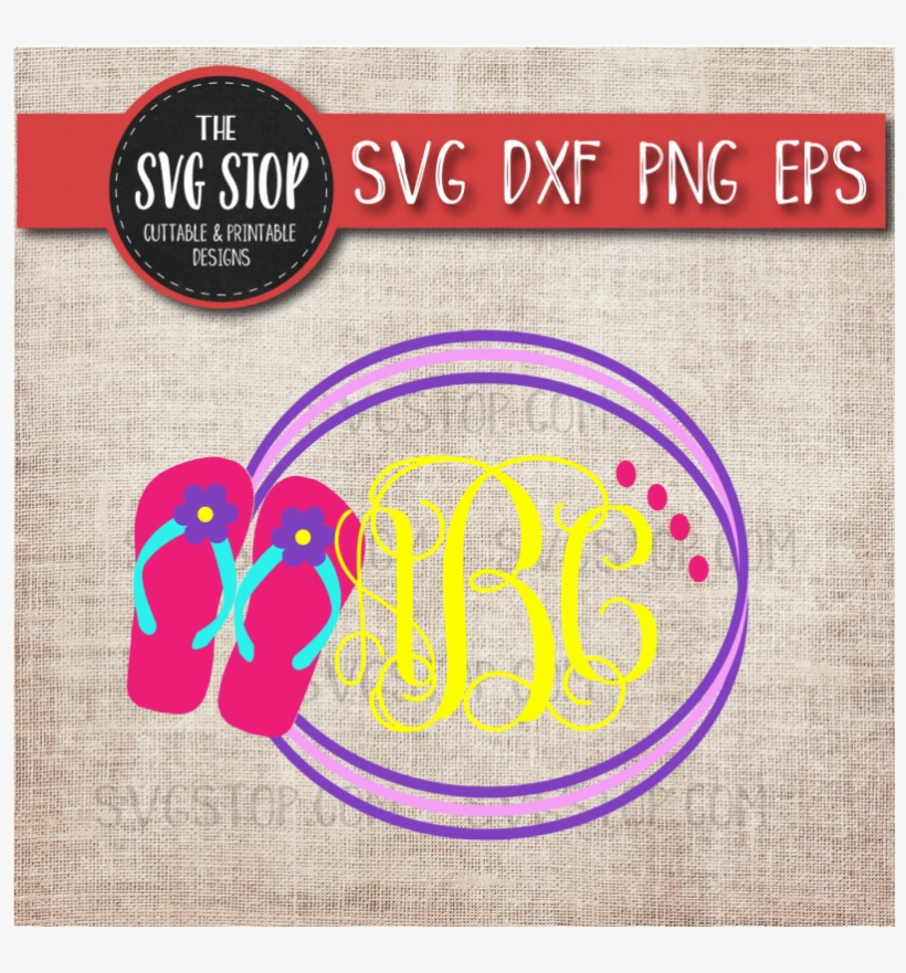 Flip Flops Monogram Frame Example Image - Giraffe Monogram Svg, transparent png #8901253