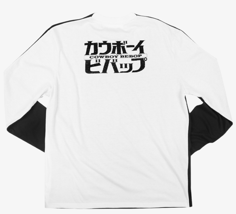 Ls Cowboy Bebop Black And White 50/50 Logo Tee - Long-sleeved T-shirt, transparent png #8901335