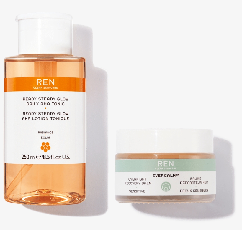 Glow To Sleep Morning & Night Value Set Ren Clean Skincare - Ren Ready Steady Glow Daily Aha Tonic, transparent png #8901552