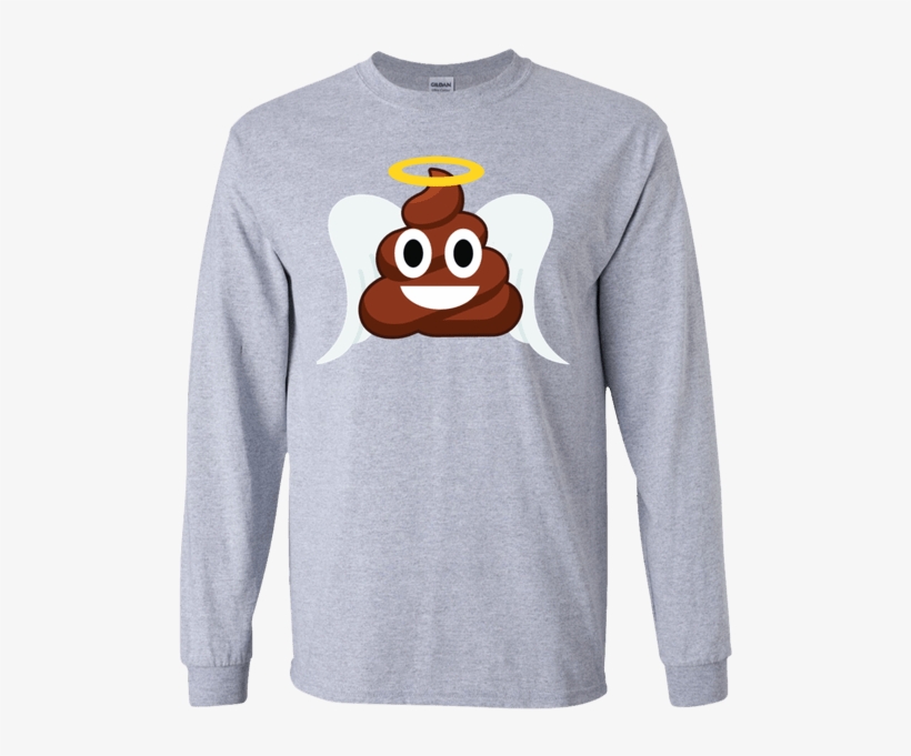 Christmas Angel Poop Emoji Adult Ls - Shirt, transparent png #8902699