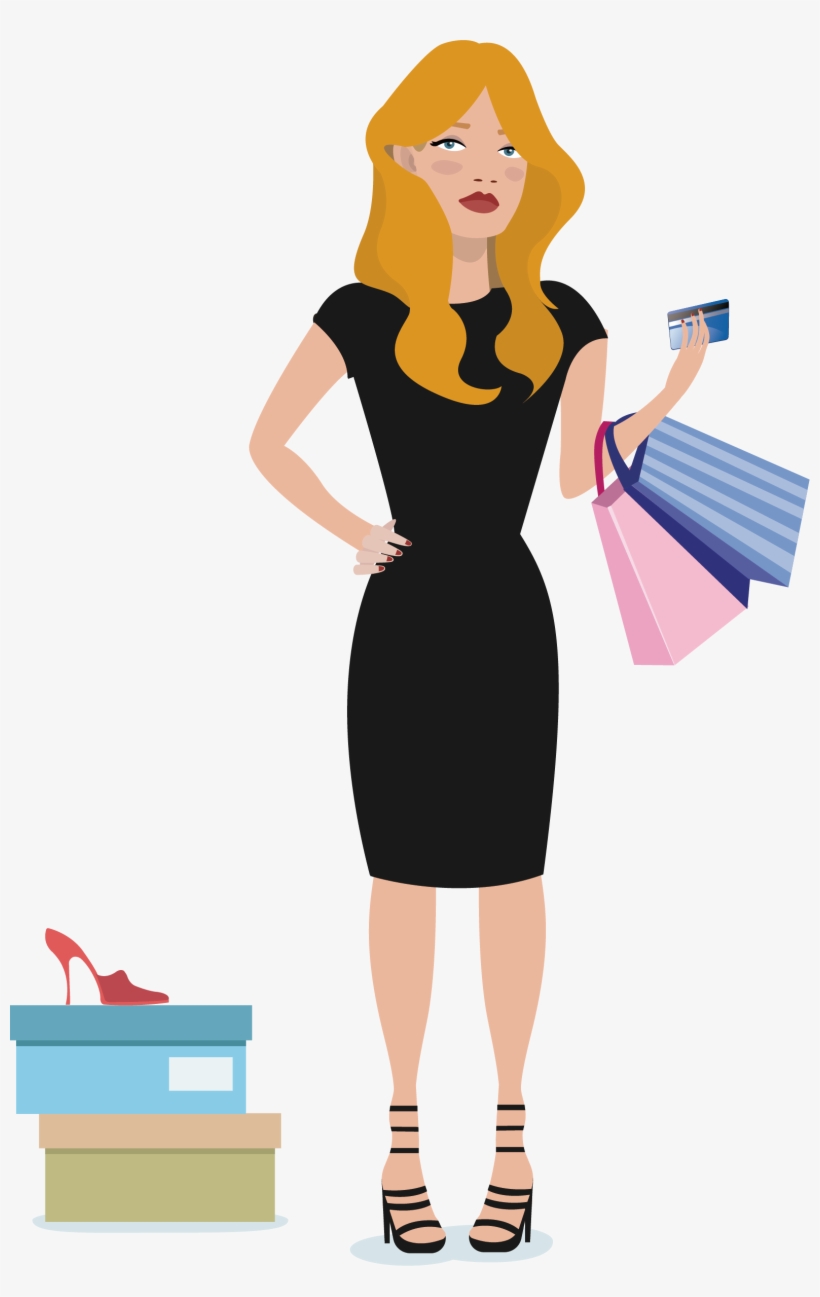 Euclidean Vector Shopping Woman - Shopping Girl Vector Black Png, transparent png #8904528