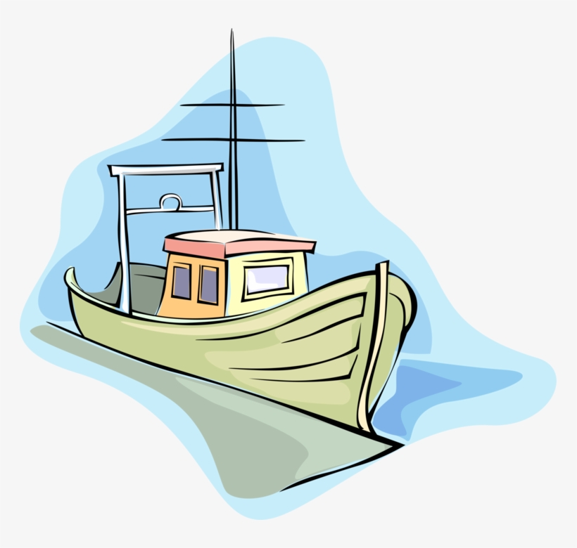 Vector Illustration Of Fishing Boat Watercraft Vessel, transparent png #8906236