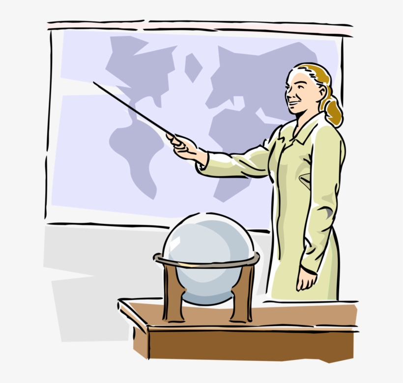 Vector Illustration Of Classroom School Teacher Teaches - Учитель Географии Пнг, transparent png #8907187