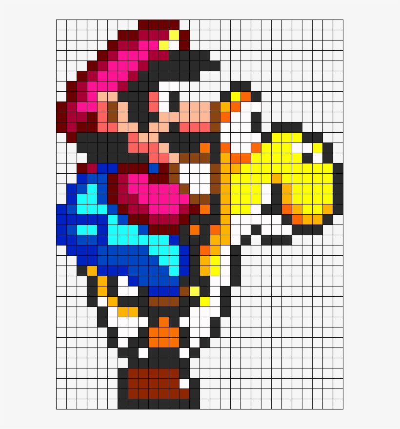 Mario And Yoshi Perler Bead Pattern / Bead Sprite - Mario Punches Yoshi Gif, transparent png #8911372
