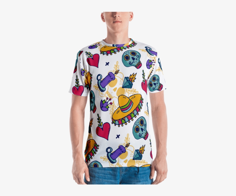 Dia De Los Muertos Skull All Over Pattern T Shirt - Porsche 917 T Shirt, transparent png #8913003