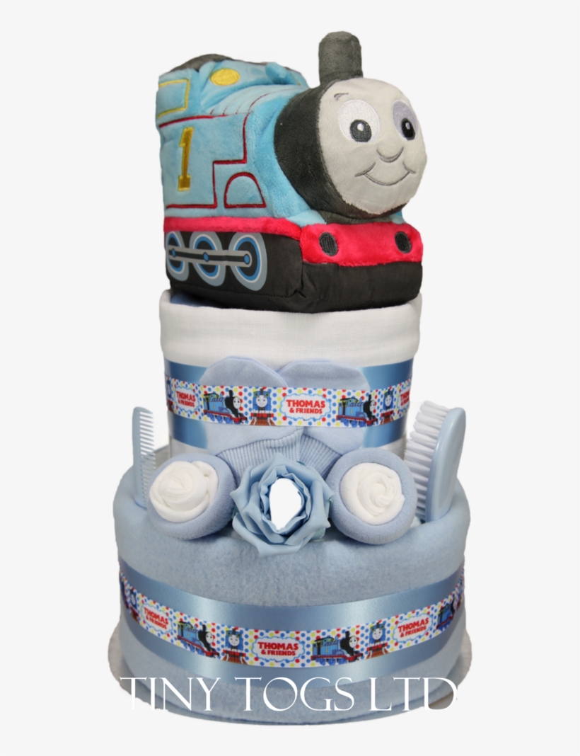 Thomas The Tank Engine 2 Tier Baby Boy Nappy Cake With, transparent png #8913682