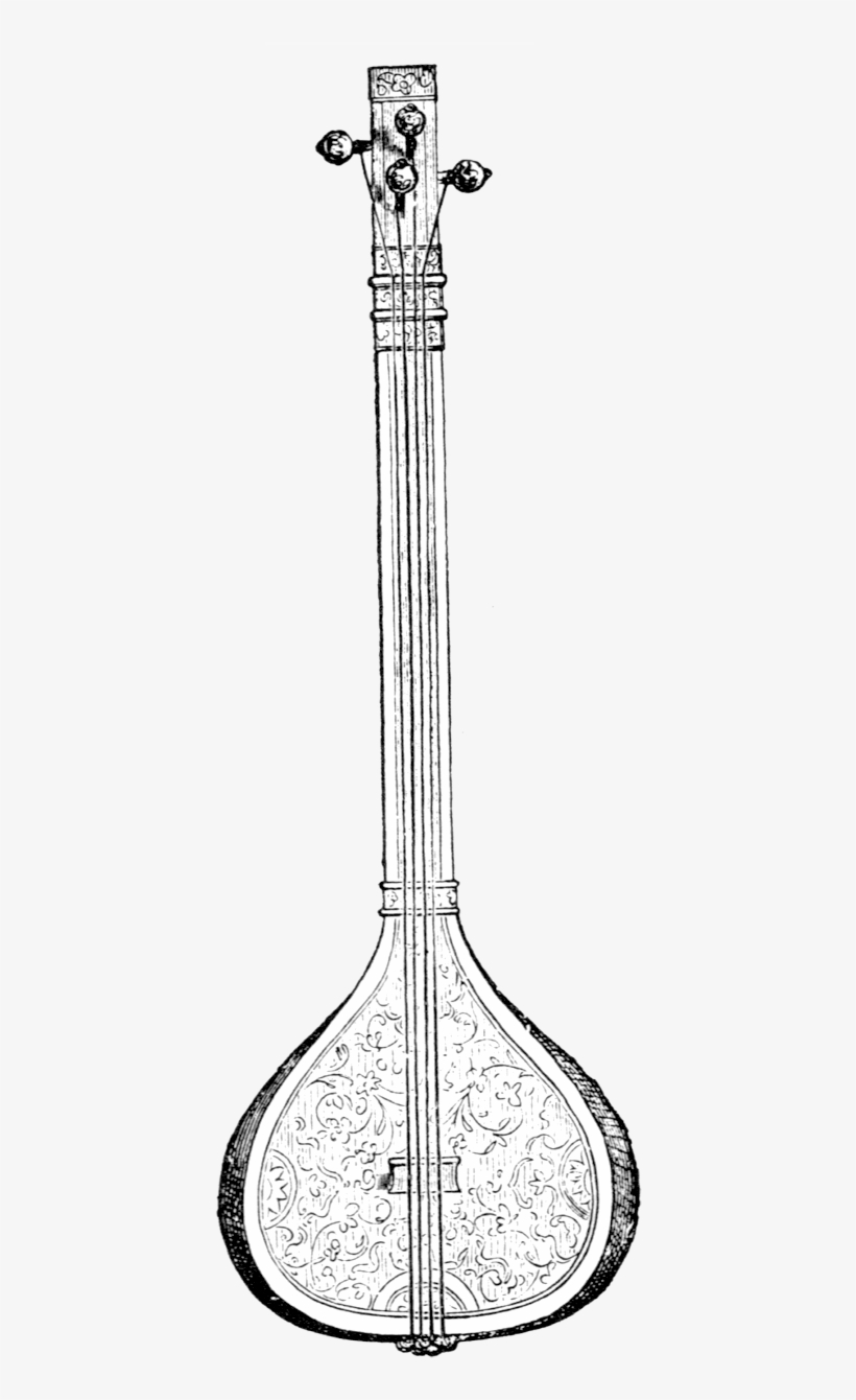 0447 Antique Banjo Victorian Era Free Vintage Clip - Indian Musical Instruments, transparent png #8914548