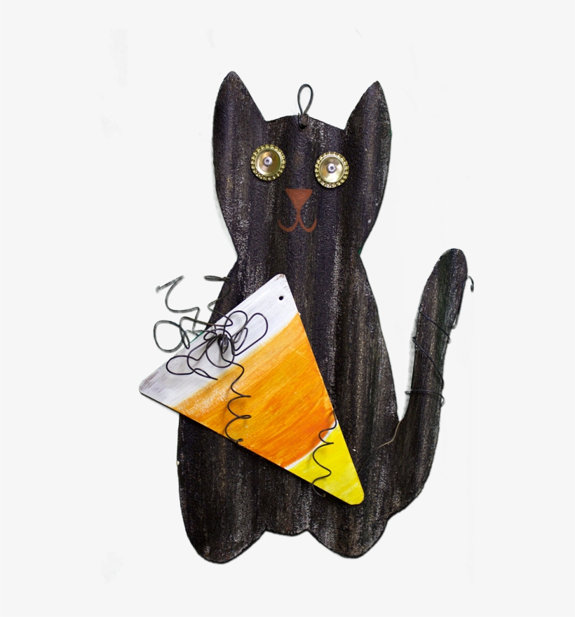 Black Cat With Candy Corn - Black Cat, transparent png #8914846