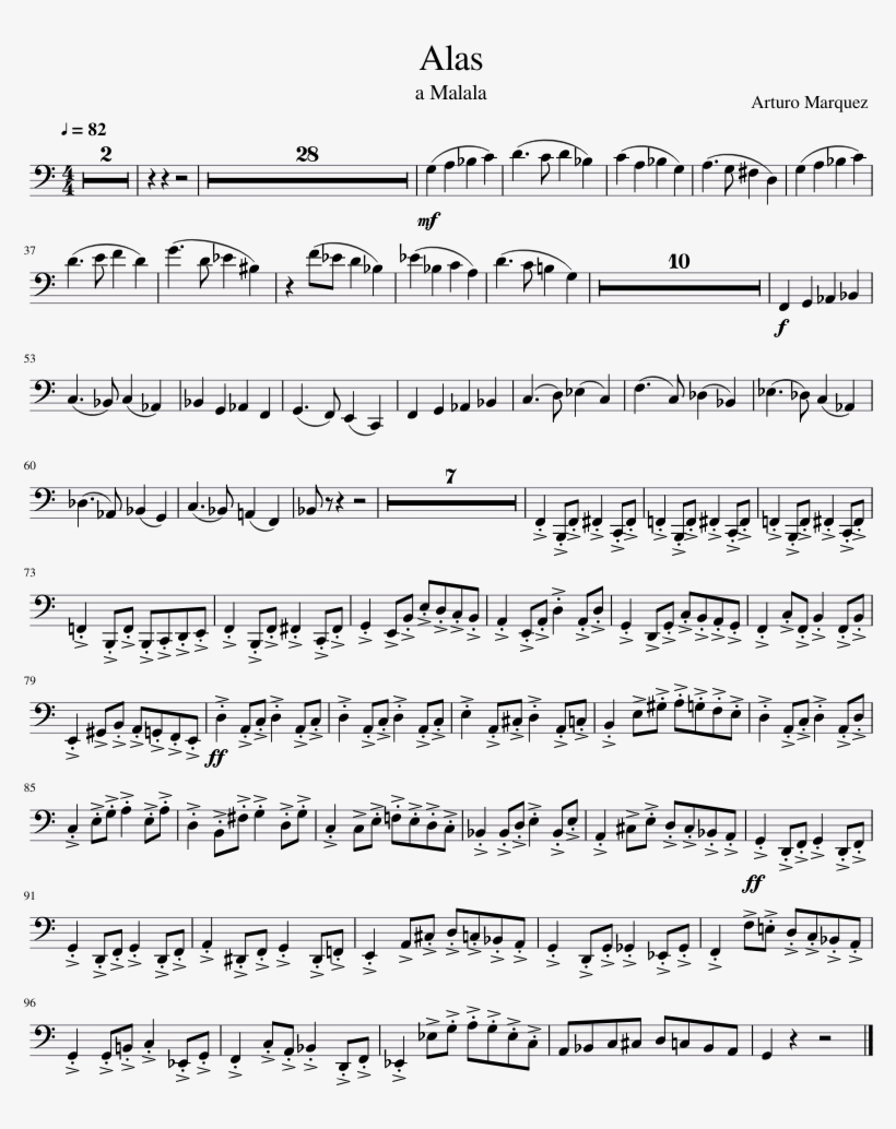 Alas Sheet Music Composed By Arturo Marquez 1 Of 1 - Document, transparent png #8918012