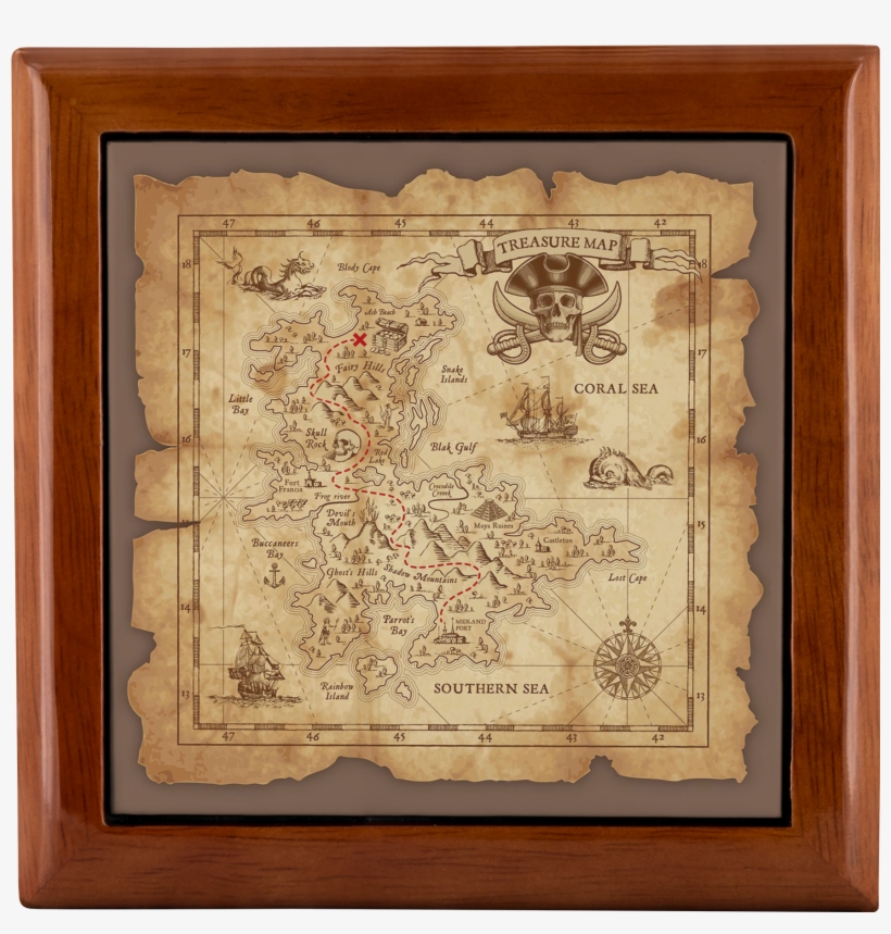 Treasure Map Jewelry Box - Pirate Treasure Map Backdrop, transparent png #8918263