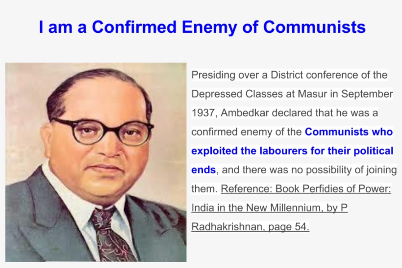 "i Am A Confirmed Enemy Of Communists" Said - Dr Br Ambedkar, transparent png #8918435