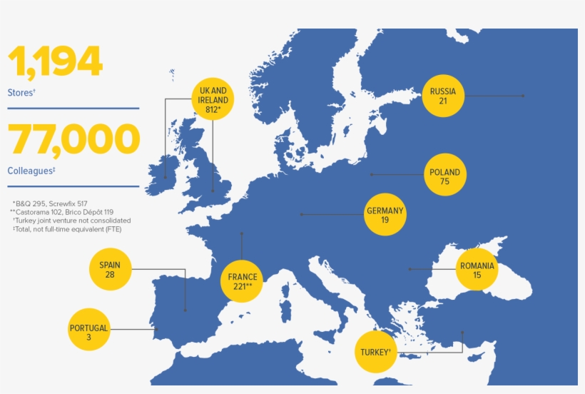 Our Store Numbers And Our Markets - Map Of Greater Europe, transparent png #8919556