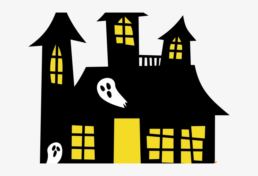 Haunted Clipart Neighborhood - Halloween Haunted House Silhouettes, transparent png #8920620
