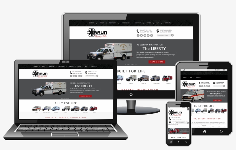 Braun Responsive Website Design - Phones Laptops And Tablets, transparent png #8923601