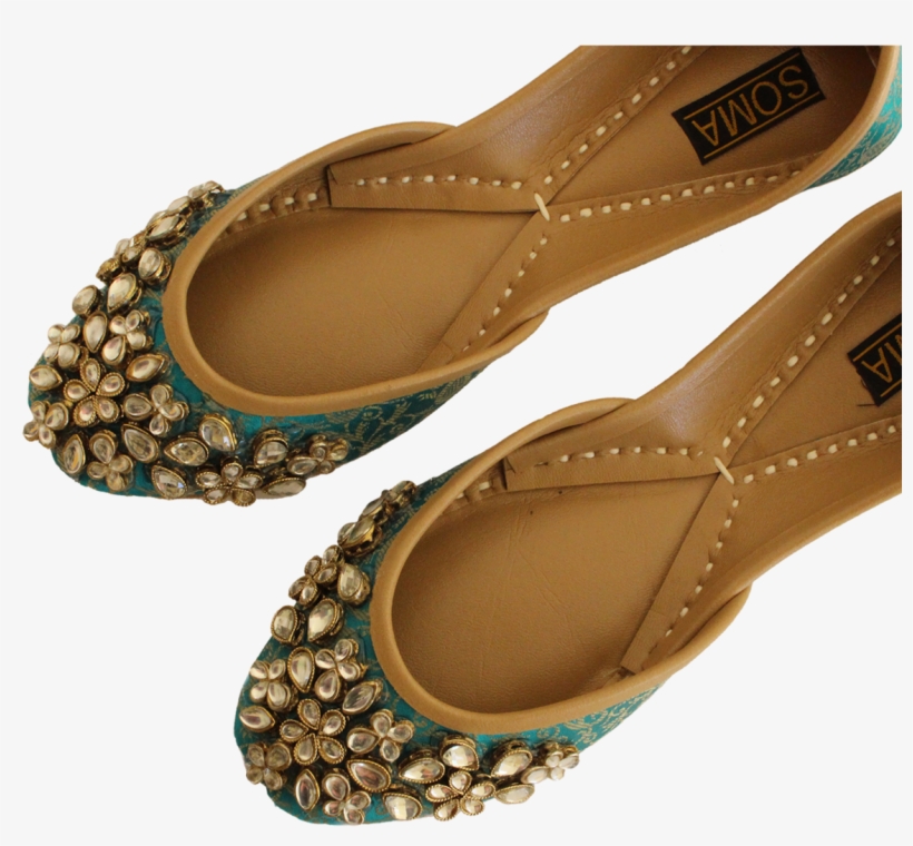Kundan Green Hand Crafted Footwear - Ballet Flat, transparent png #8923738